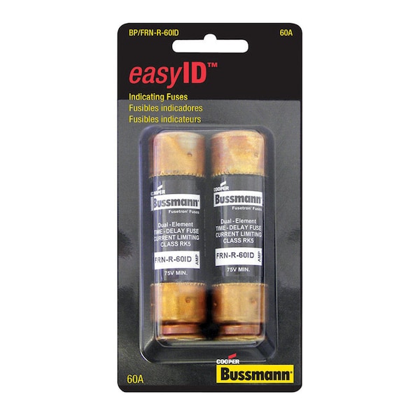 Eaton Bussmann Midget Fuse, FRN-R Series, Time-Delay, 60A, 250V AC, 20kA DC BP/FRN-R-60ID - main